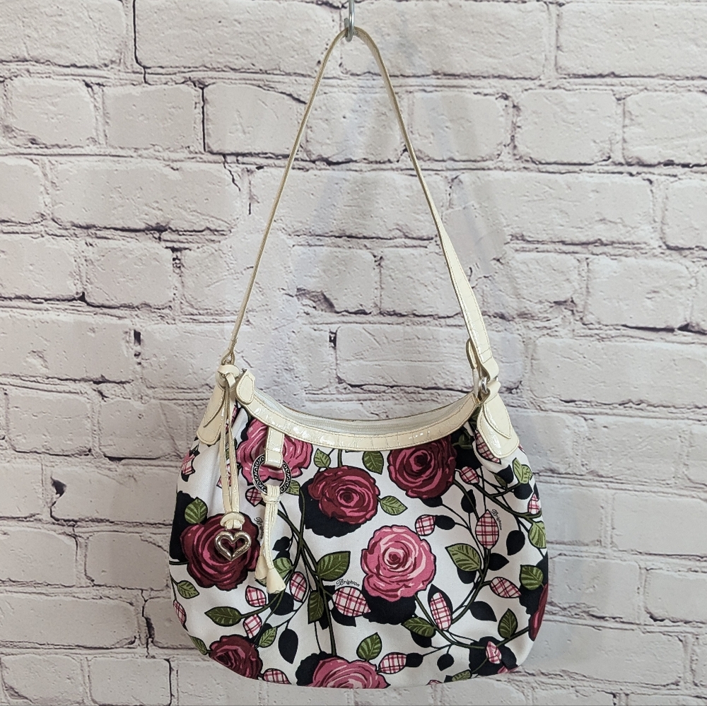 Brighton • White W/ Pink Roses Purse